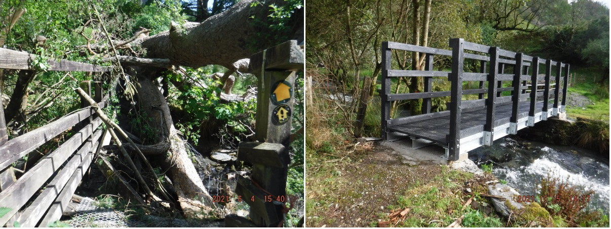 Dolgoed bridge before and after